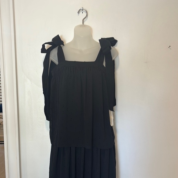 Happy Nature Black Maxi Layered Dress Full Length XXS NWT - Picture 4 of 8